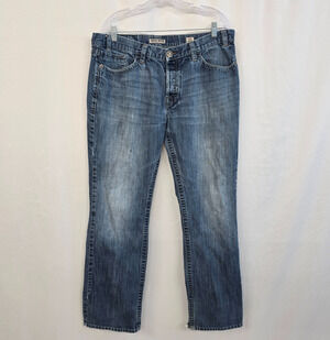 MEK DNM Natal Straight Jeans Men's 38 x 31 (tag 34") Blue Button Fly Distressed